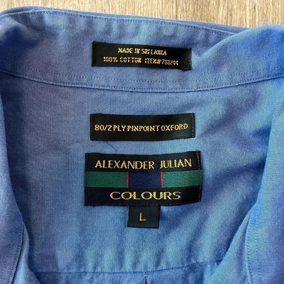 Mens Alexander Julian Blue Button Up Shirt - L - Picture 5 of 5
